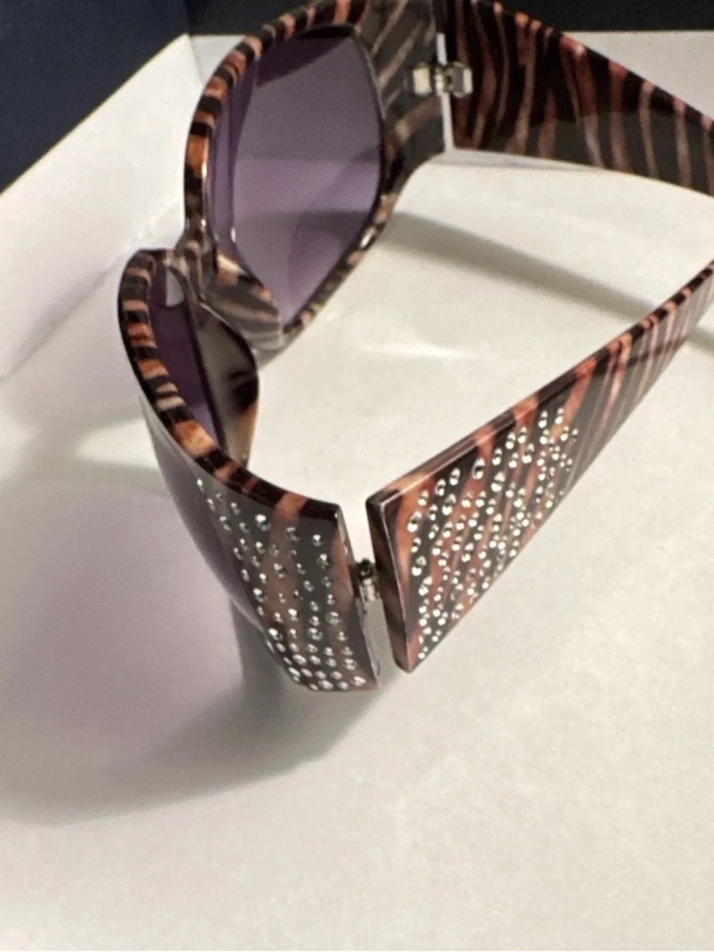 Women's Oversized Sunglasses - Black Frame with Purple Lenses